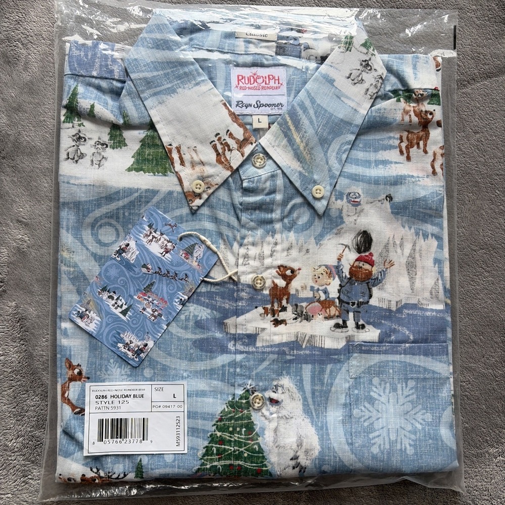 Reyn Spooner Rare Rudolph The Red Nosed Reindeer Xmas Show Ltd Ed SZ Large NWT